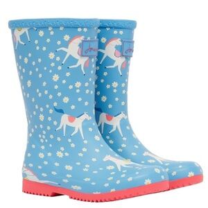 Joules Kids Blue Horse Print Rain Boots